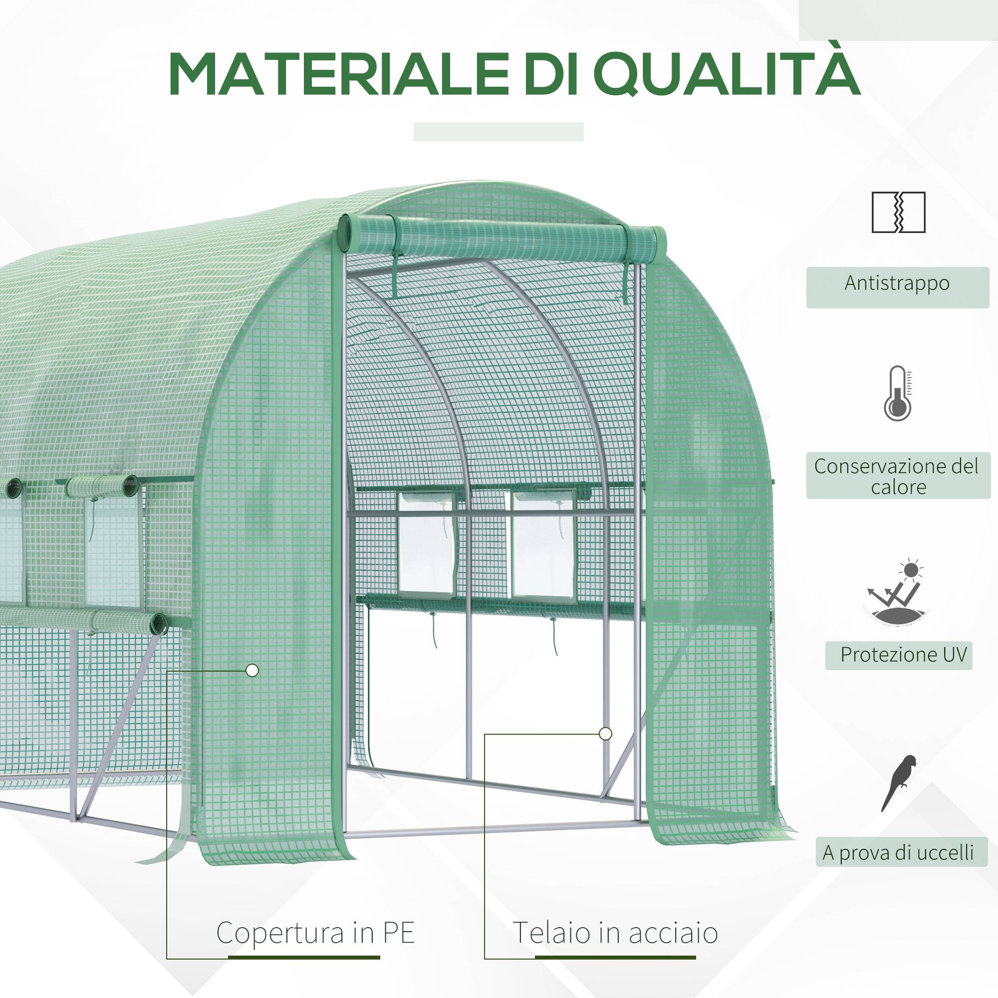 Sans Marque - Serre potagère 3x2x2 m acier PE portes zippées filet serre jardin verte culture légumes fleurs serre robuste extérieur - Image 7