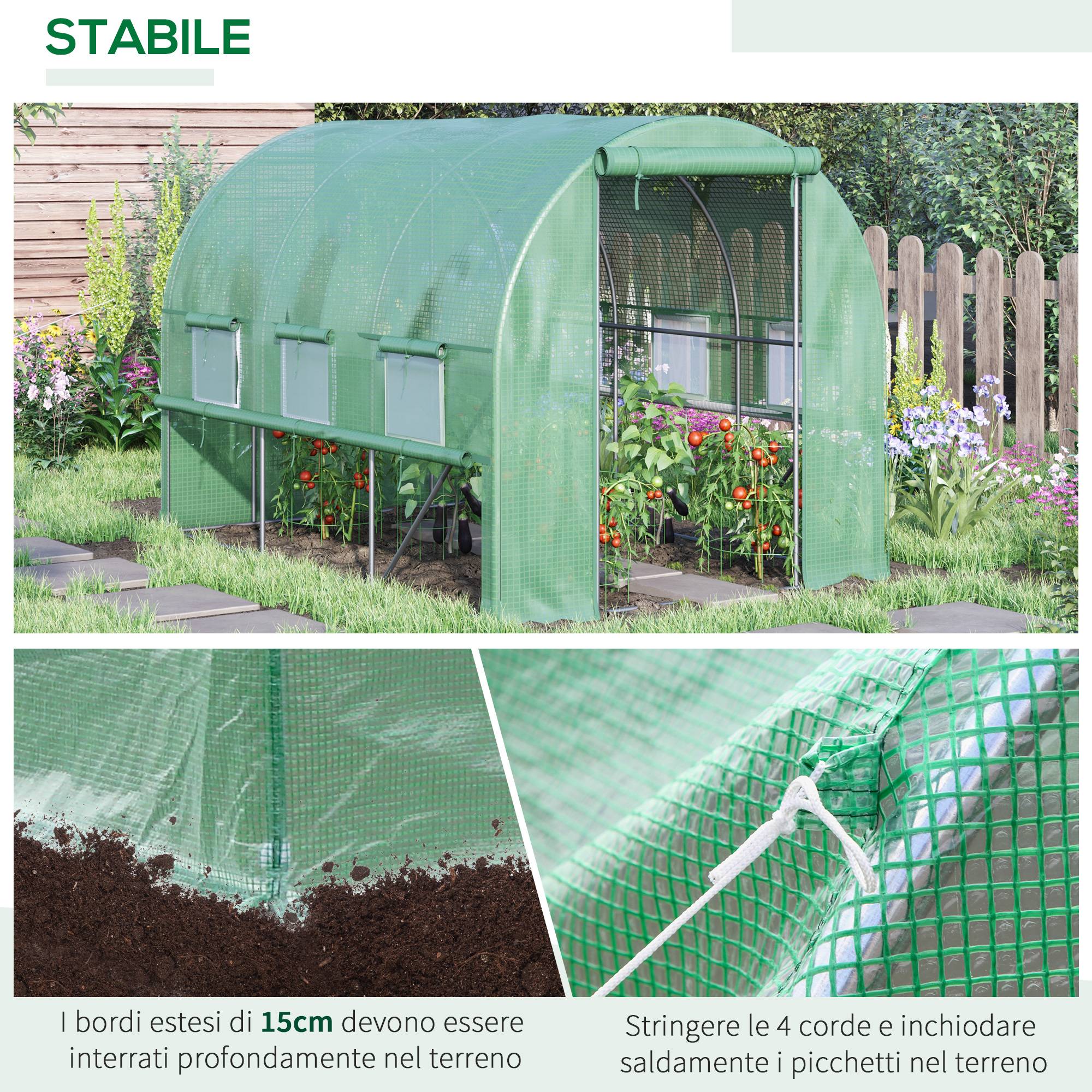 Sans Marque - Serre potagère 3x2x2 m acier PE portes zippées filet serre jardin verte culture légumes fleurs serre robuste extérieur - Image 8