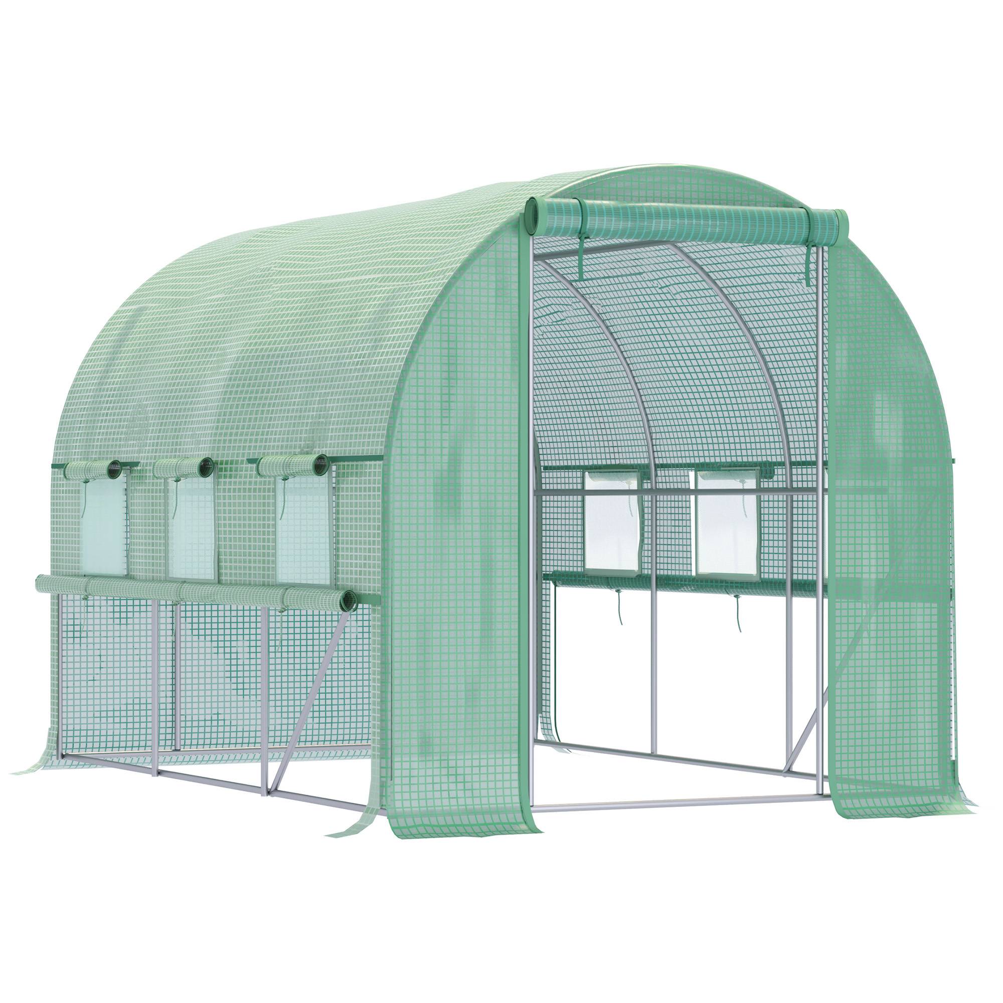 Sans Marque - Serre potagère 3x2x2 m acier PE portes zippées filet serre jardin verte culture légumes fleurs serre robuste extérieur - Image 1