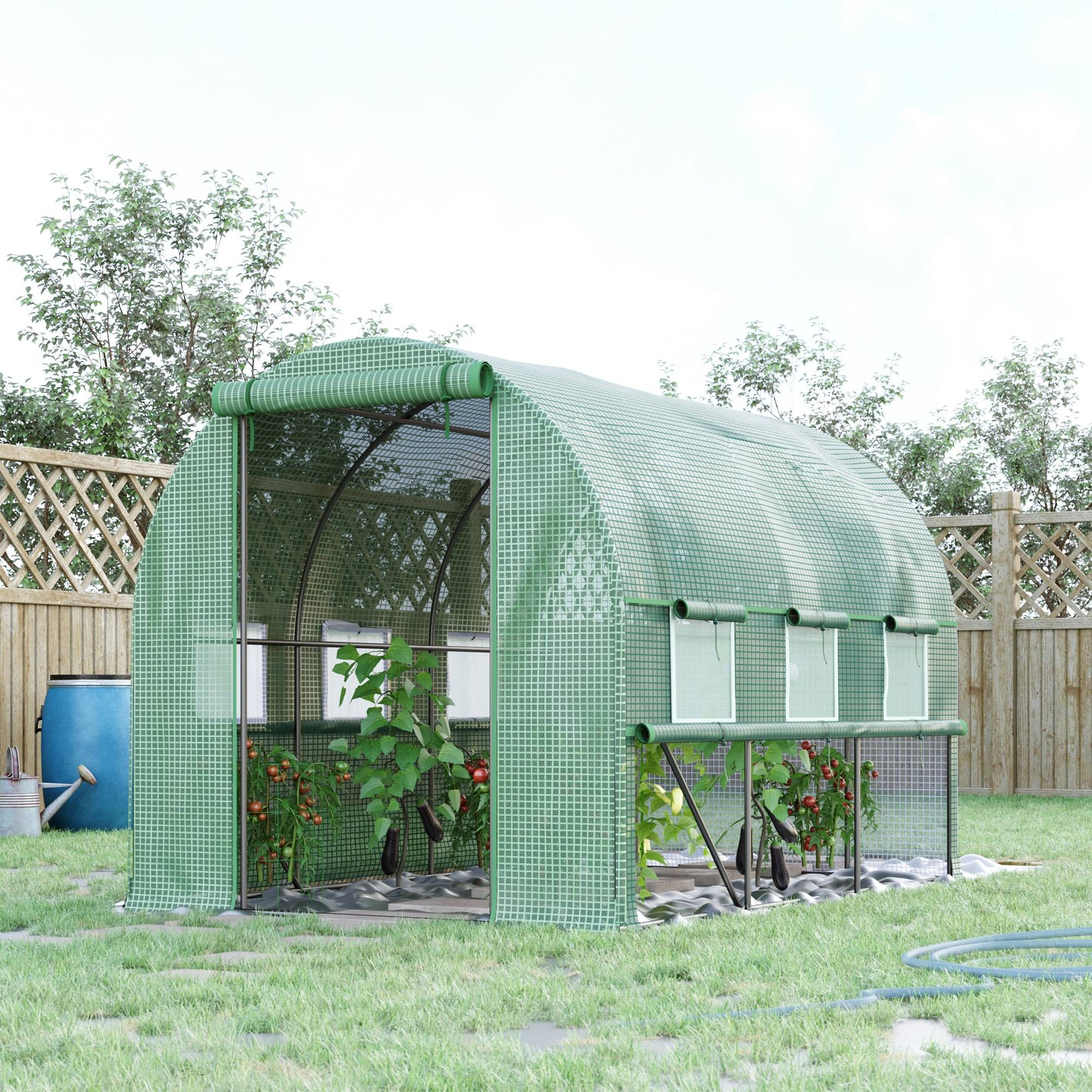 Sans Marque - Serre potagère 3x2x2 m acier PE portes zippées filet serre jardin verte culture légumes fleurs serre robuste extérieur - Image 4