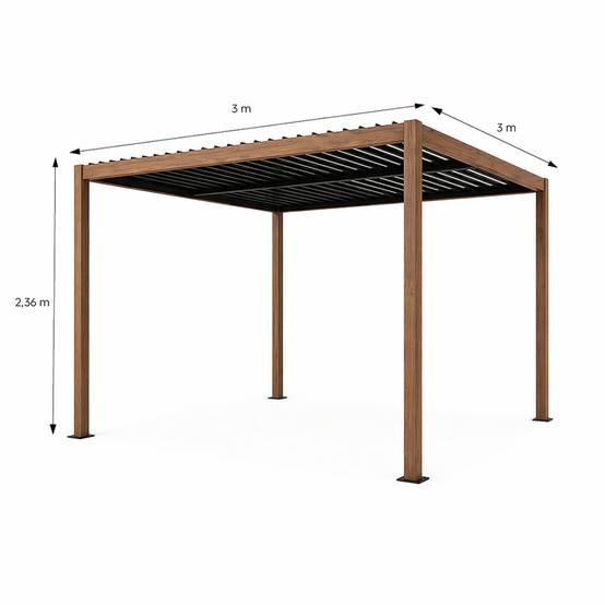 Pergola bioclimatique structure et lames orientables en aluminium vert 3x3m RHODES - Image 3