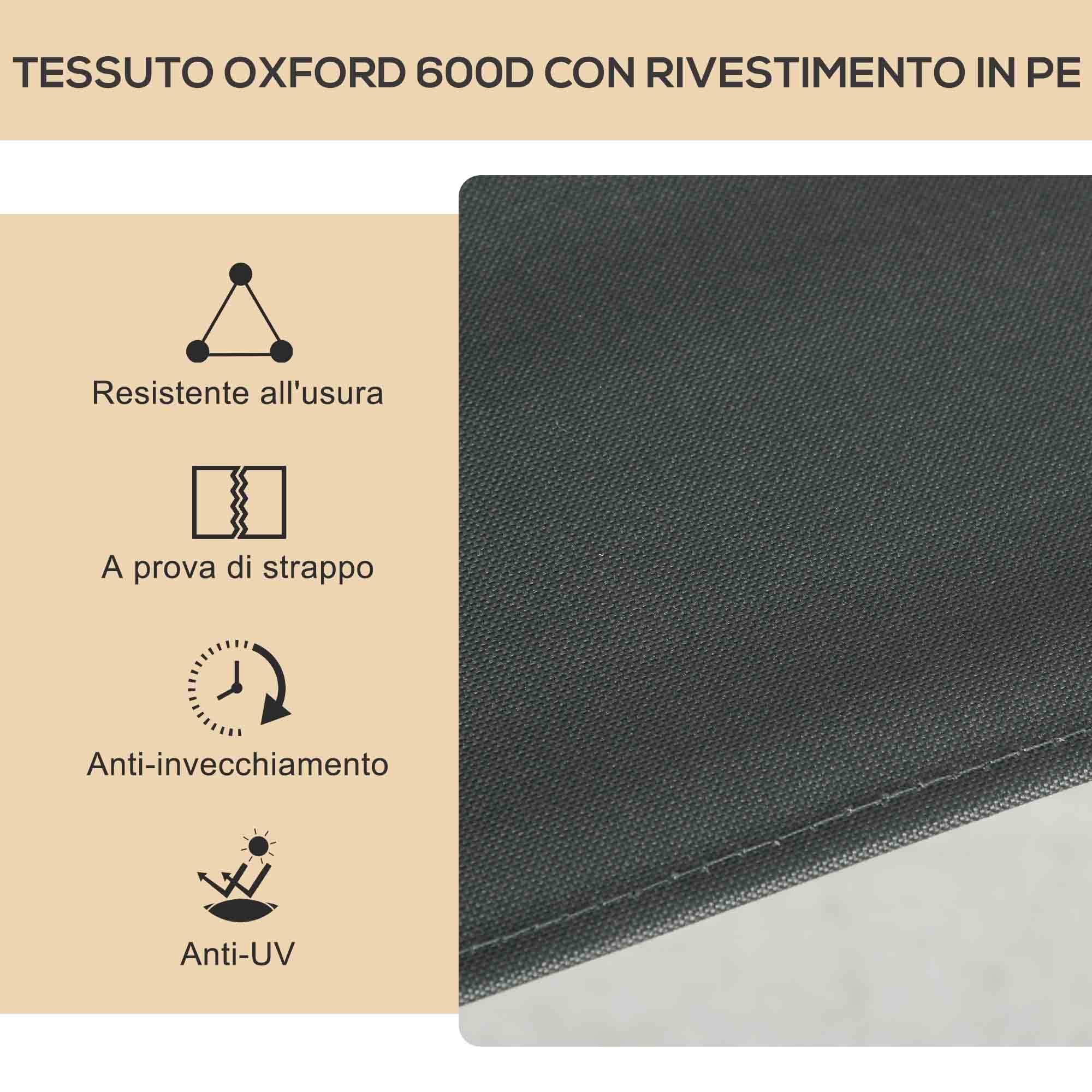 Ensemble de 2 chaises d'extérieur pliables avec accoudoirs en tissu Oxford et acier, gris - Image 8