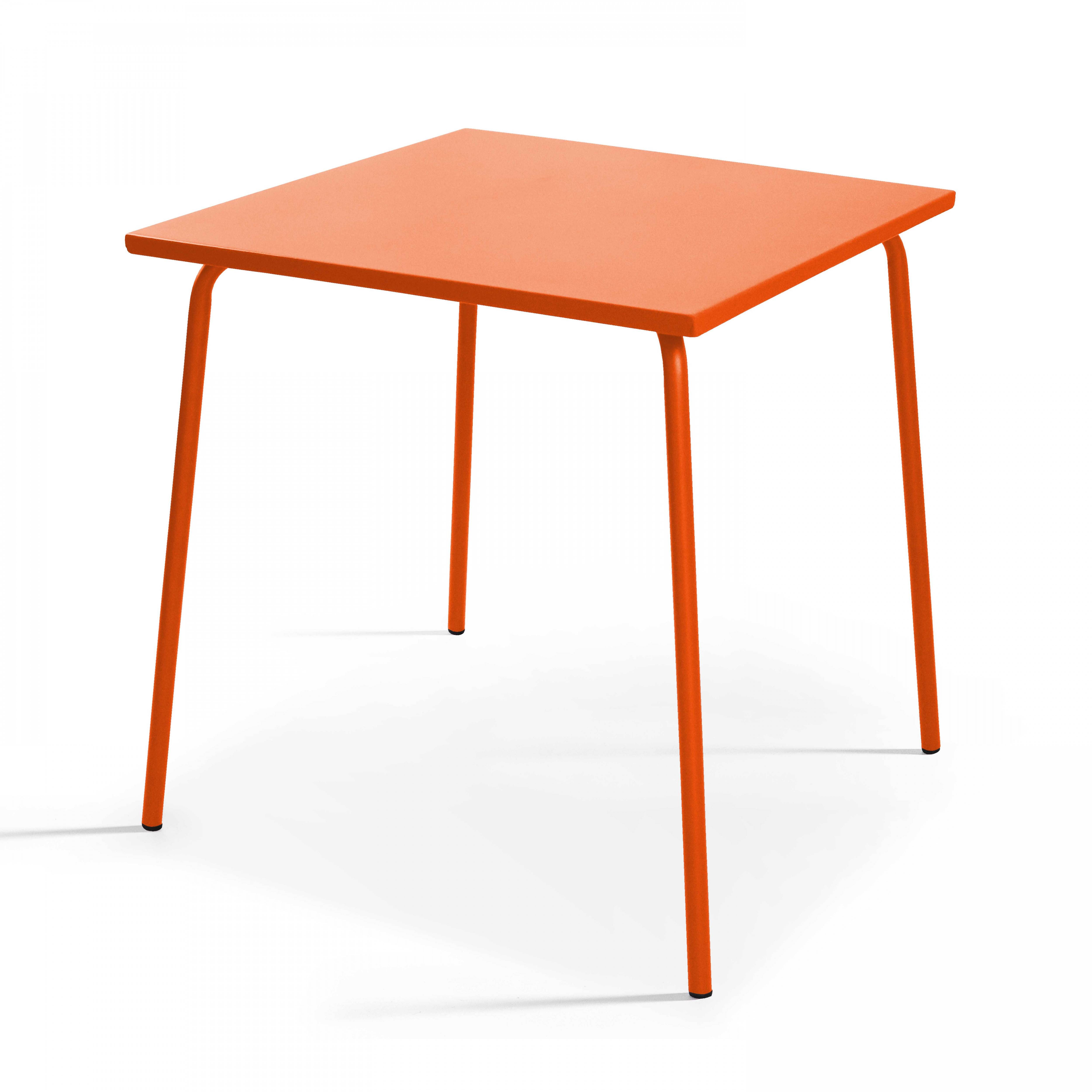 Oviala - Table de jardin carrée en métal 4 places 70 cm orange Palavas - Oviala - Image 1