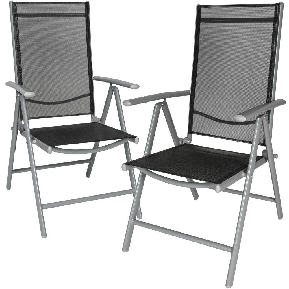 Helloshop26 - Lot de 2 chaises de jardin pliantes noir/gris - Image 1
