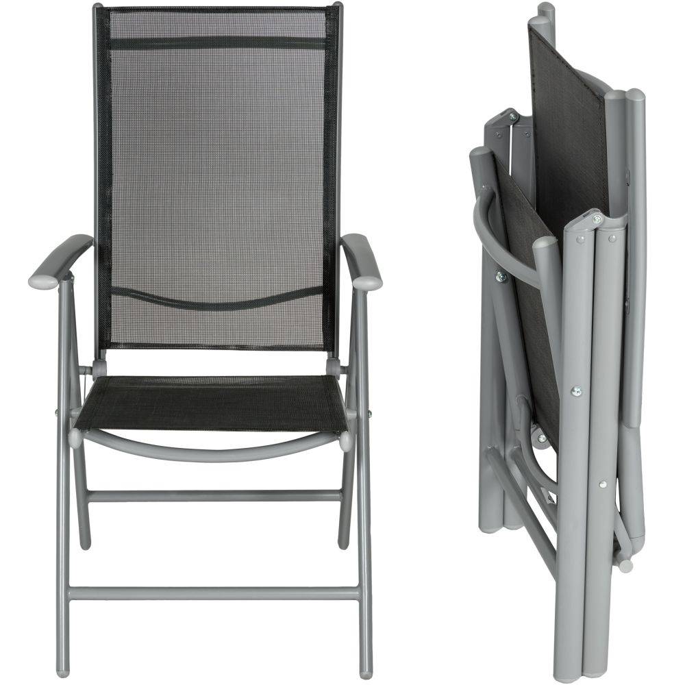 Helloshop26 - Lot de 2 chaises de jardin pliantes noir/gris - Image 4