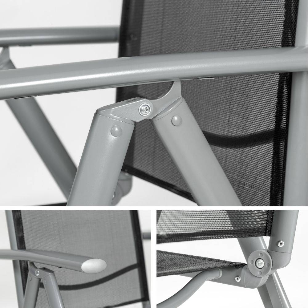 Helloshop26 - Lot de 2 chaises de jardin pliantes noir/gris - Image 2