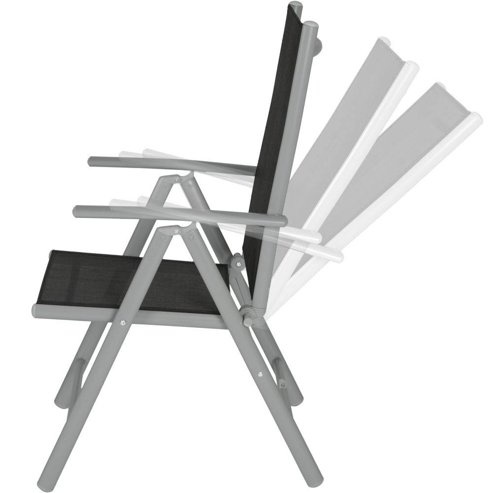 Helloshop26 - Lot de 2 chaises de jardin pliantes noir/gris - Image 3
