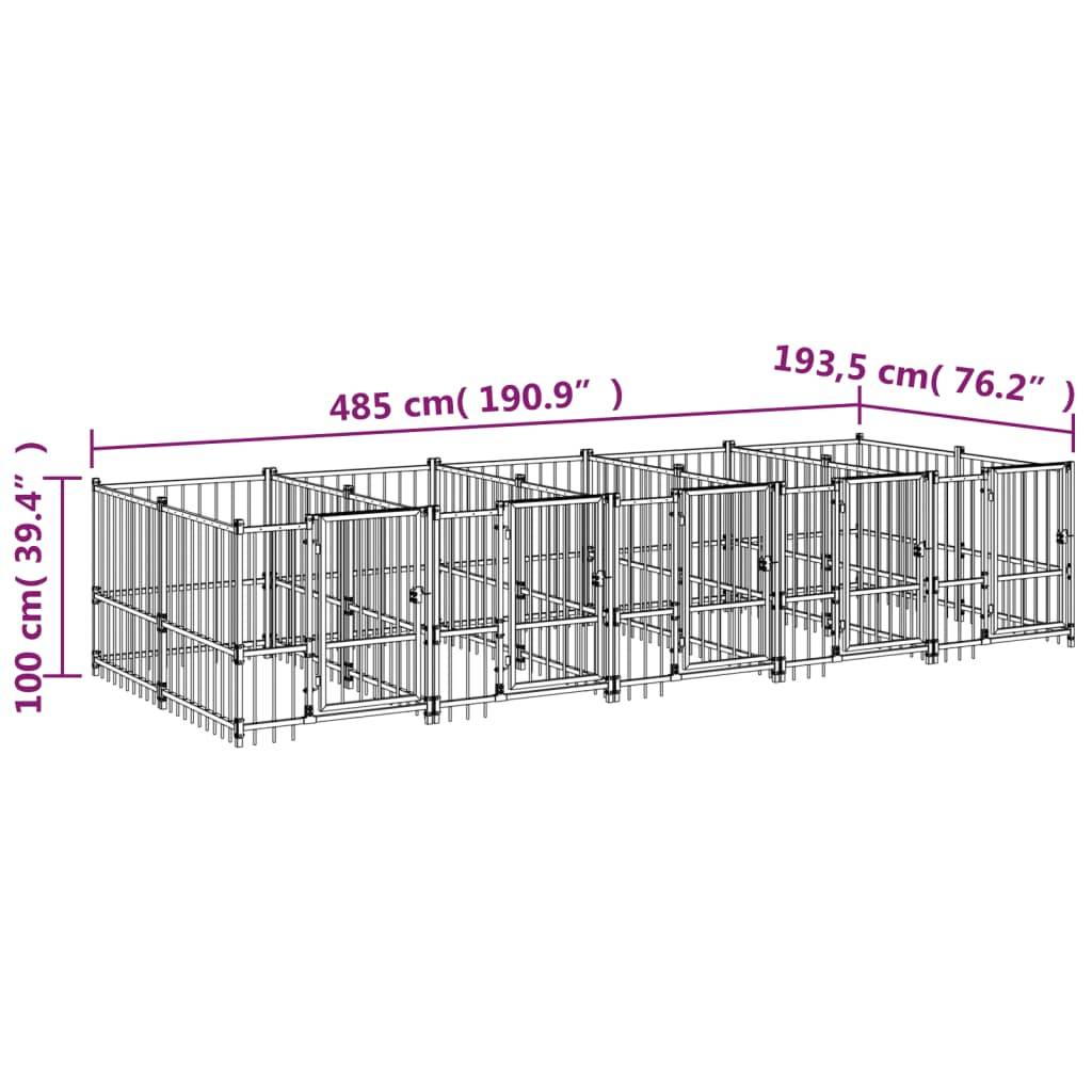 Vidaxl - Chenil d'extérieur pour chiens Acier 9,38 m² vidaXL 3124582 - Image 3