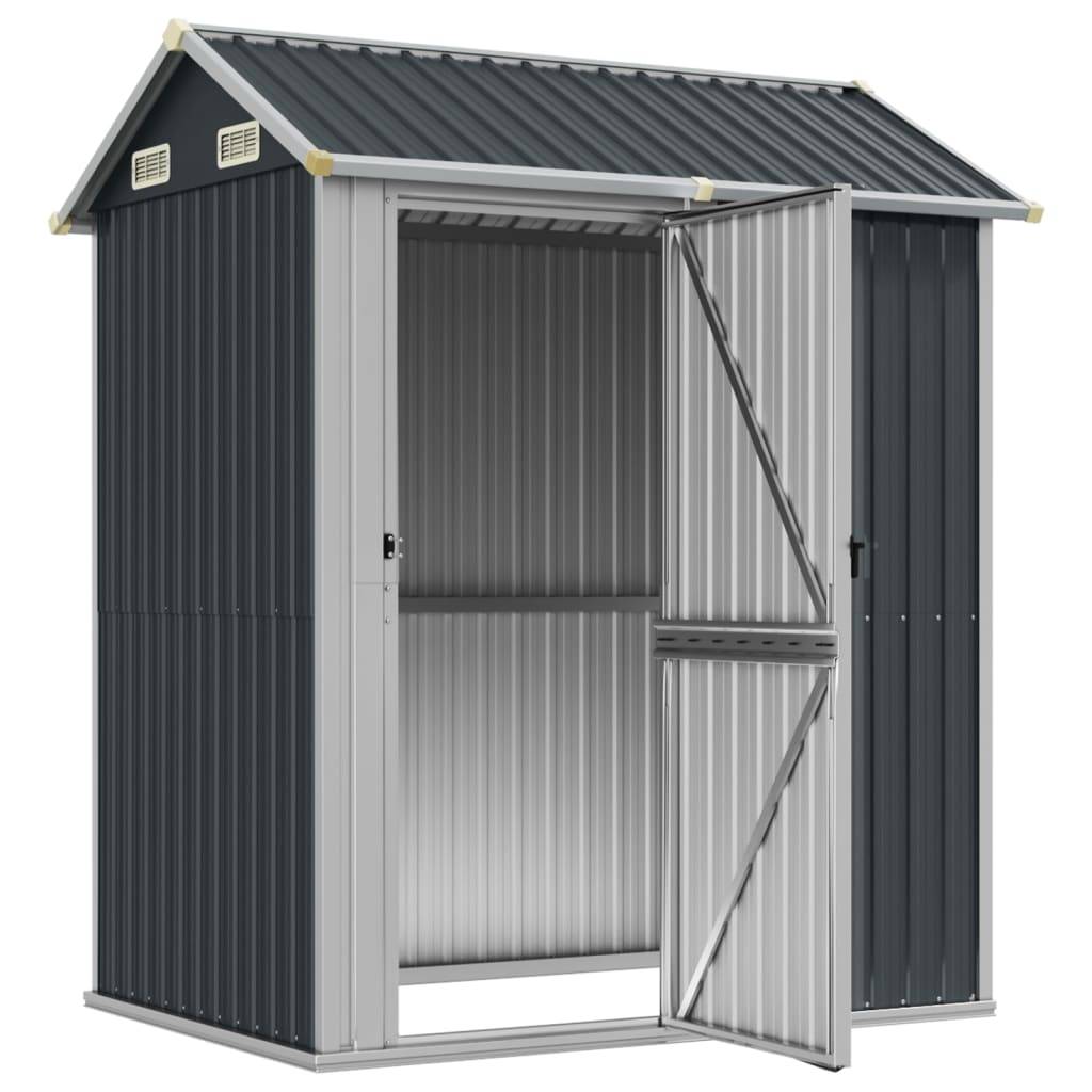 Helloshop26 - Abri de jardin cabane cabanon maison de stockage remise extérieur hangar outils robuste 192 x 152,5 x 237 cm acier galvanisé anthracite - Image 2