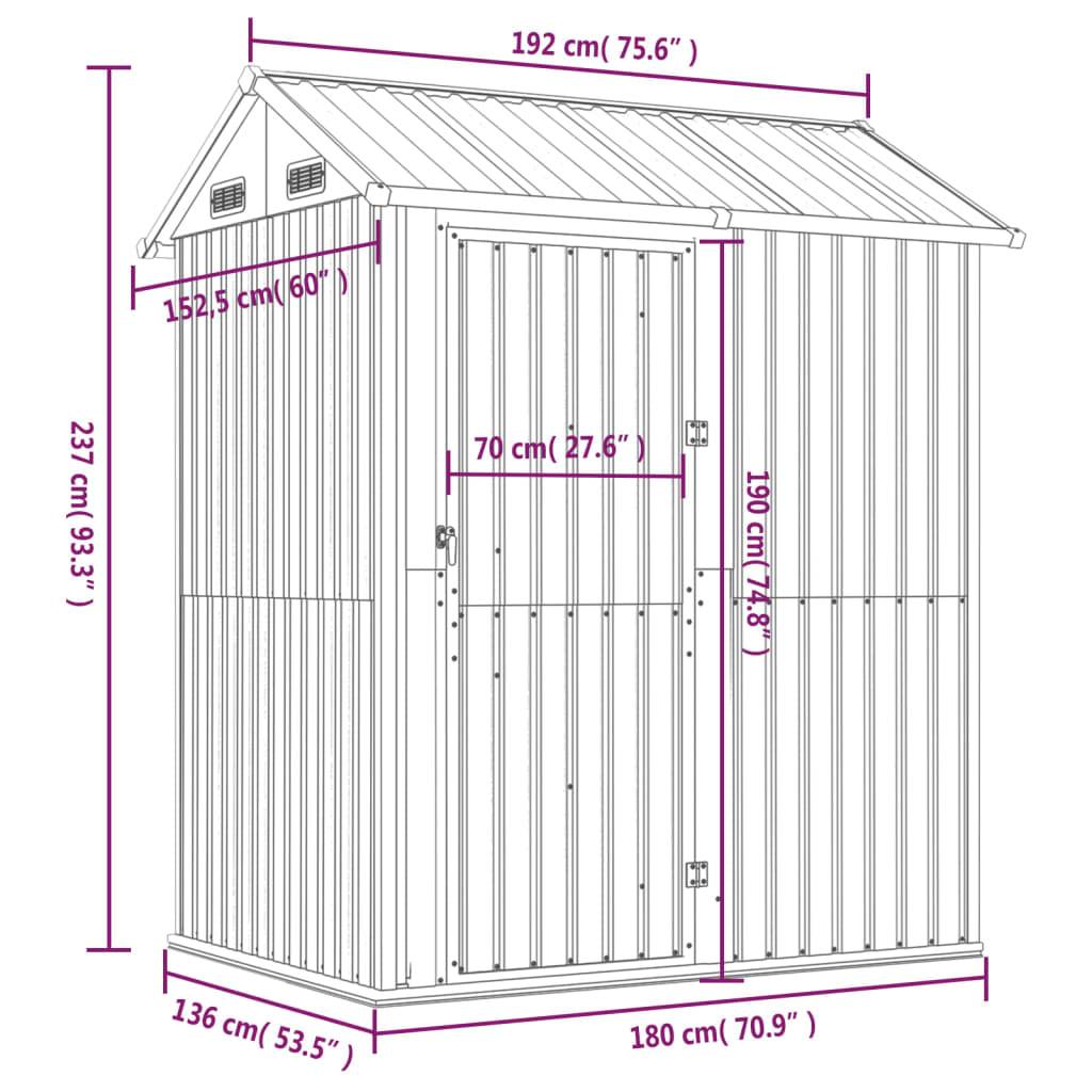 Helloshop26 - Abri de jardin cabane cabanon maison de stockage remise extérieur hangar outils robuste 192 x 152,5 x 237 cm acier galvanisé anthracite - Image 7