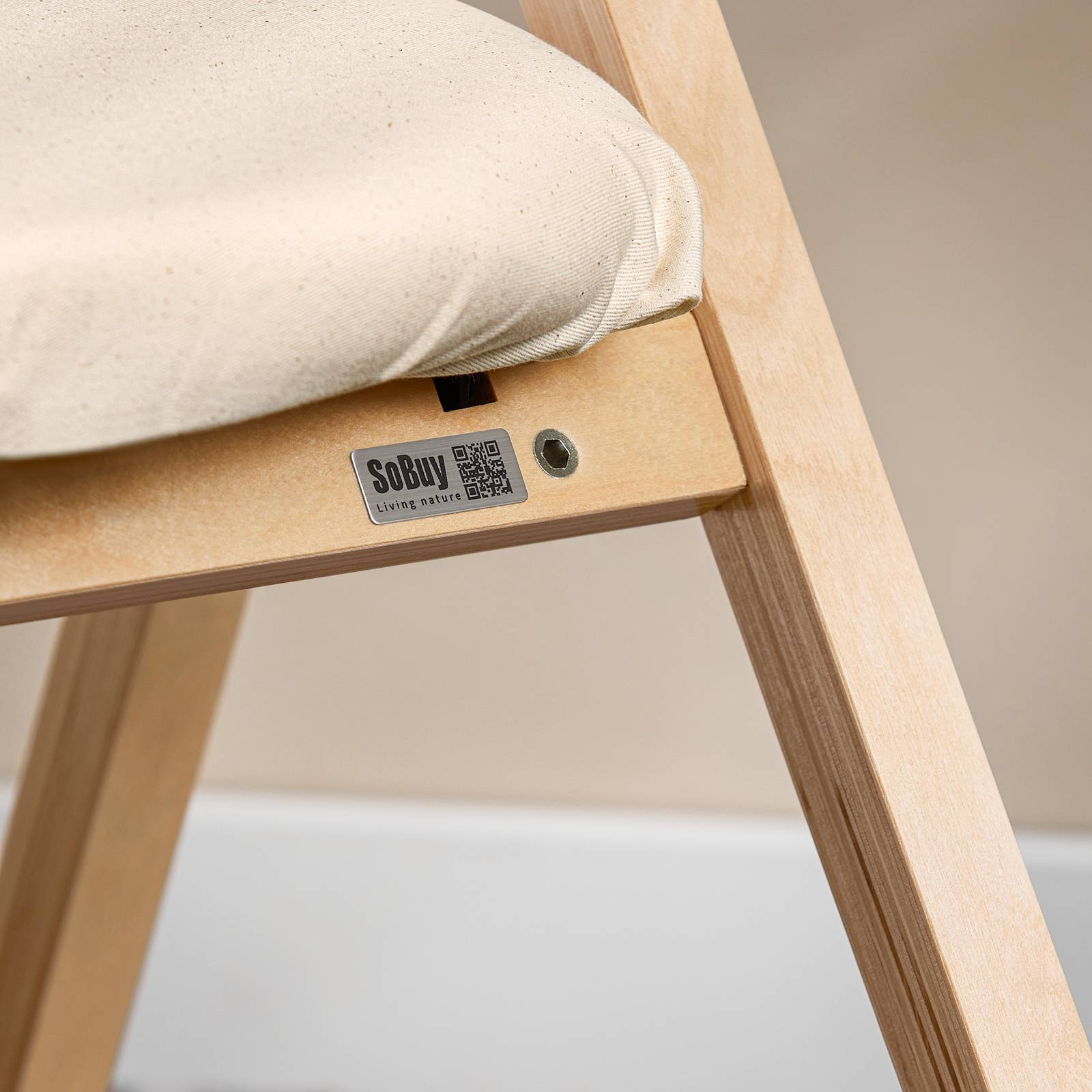 SoBuy Chaise Pliante en Bois avec Assise Rembourrée, Portable et Légère, Blanche - Image 4