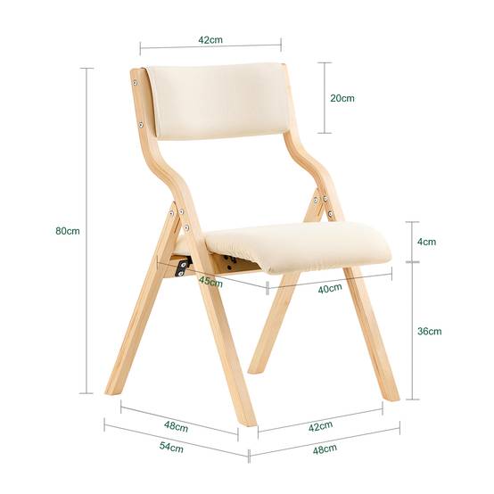 SoBuy Chaise Pliante en Bois avec Assise Rembourrée, Portable et Légère, Blanche - Image 3