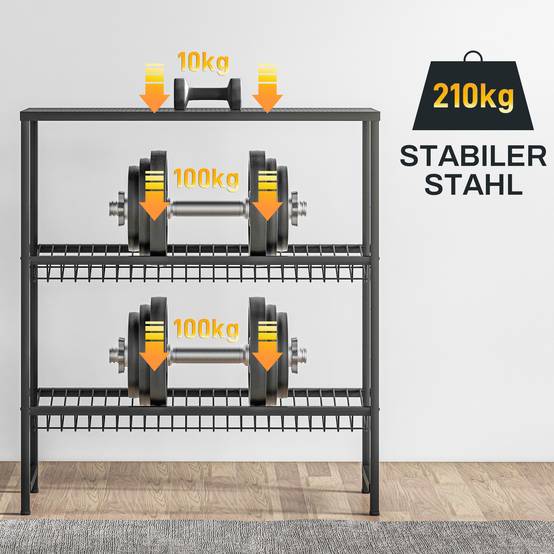 Étagère de rangement réglable en hauteur, en métal robuste, design compact, capacité de charge de 210 kg, noire - Image 10