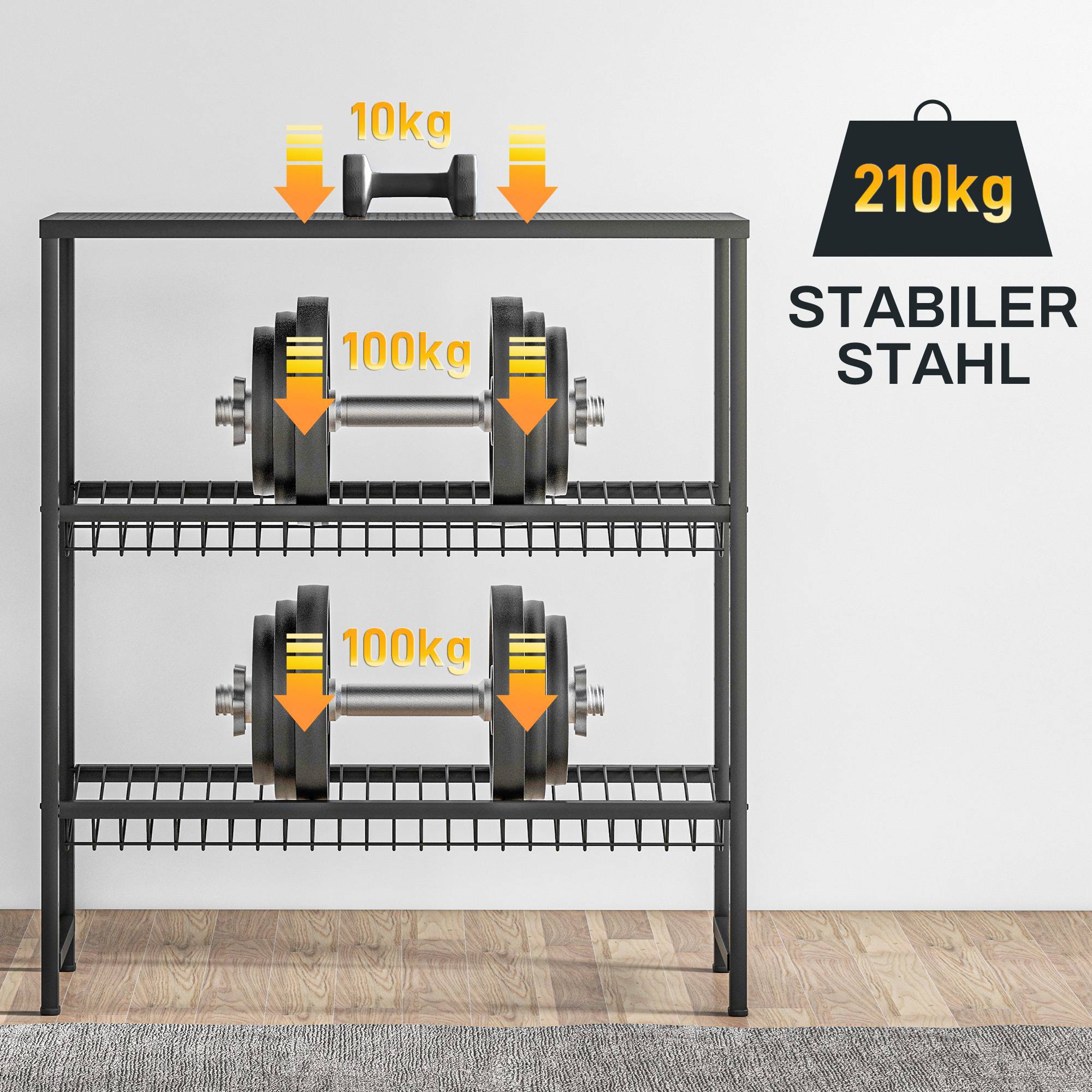 Étagère de rangement réglable en hauteur, en métal robuste, design compact, capacité de charge de 210 kg, noire - Image 10