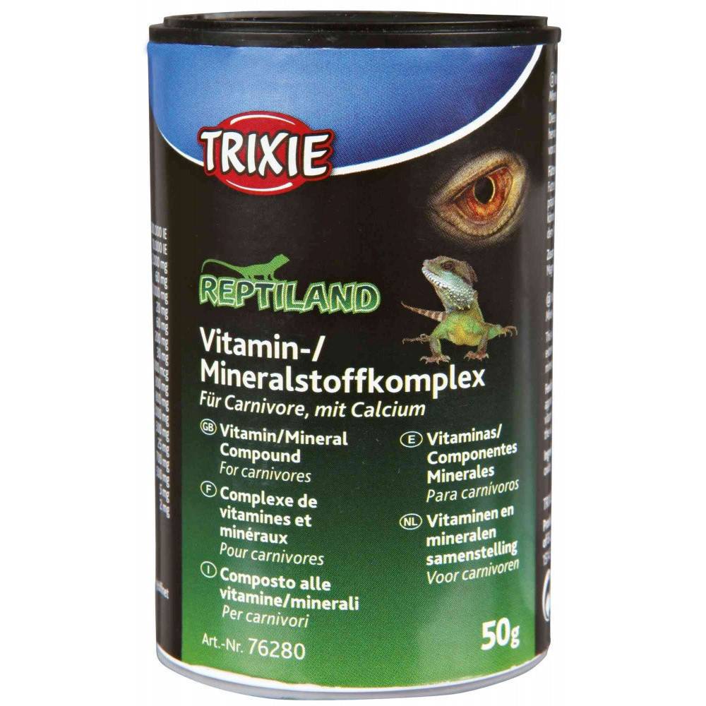 Trixie - Complément minéral pour reptiles carnivores et amphibiens, calcium et vitamine D3 sans phosphore - Trixie - 50 g
