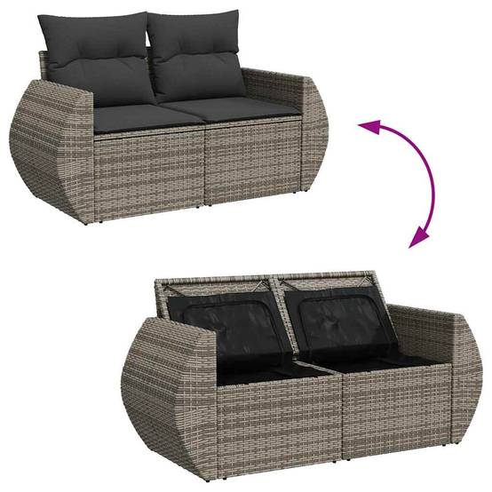 ComfortXL - Salon de jardin 8 places résine tressée avec rangement et coussins pour extérieur Gris – ComfortXL Outdoor Living - Image 7