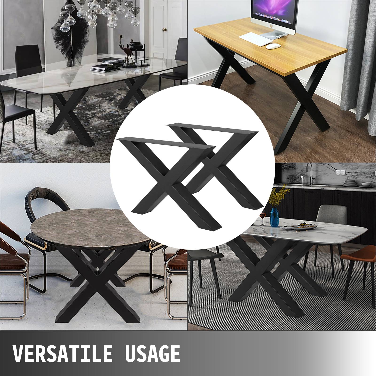 Vevor - Pieds de table métal (2pcs) forme X, charge max 1000kg, 720x760mm, pour salle à manger, café, bar. VEVOR - Image 7