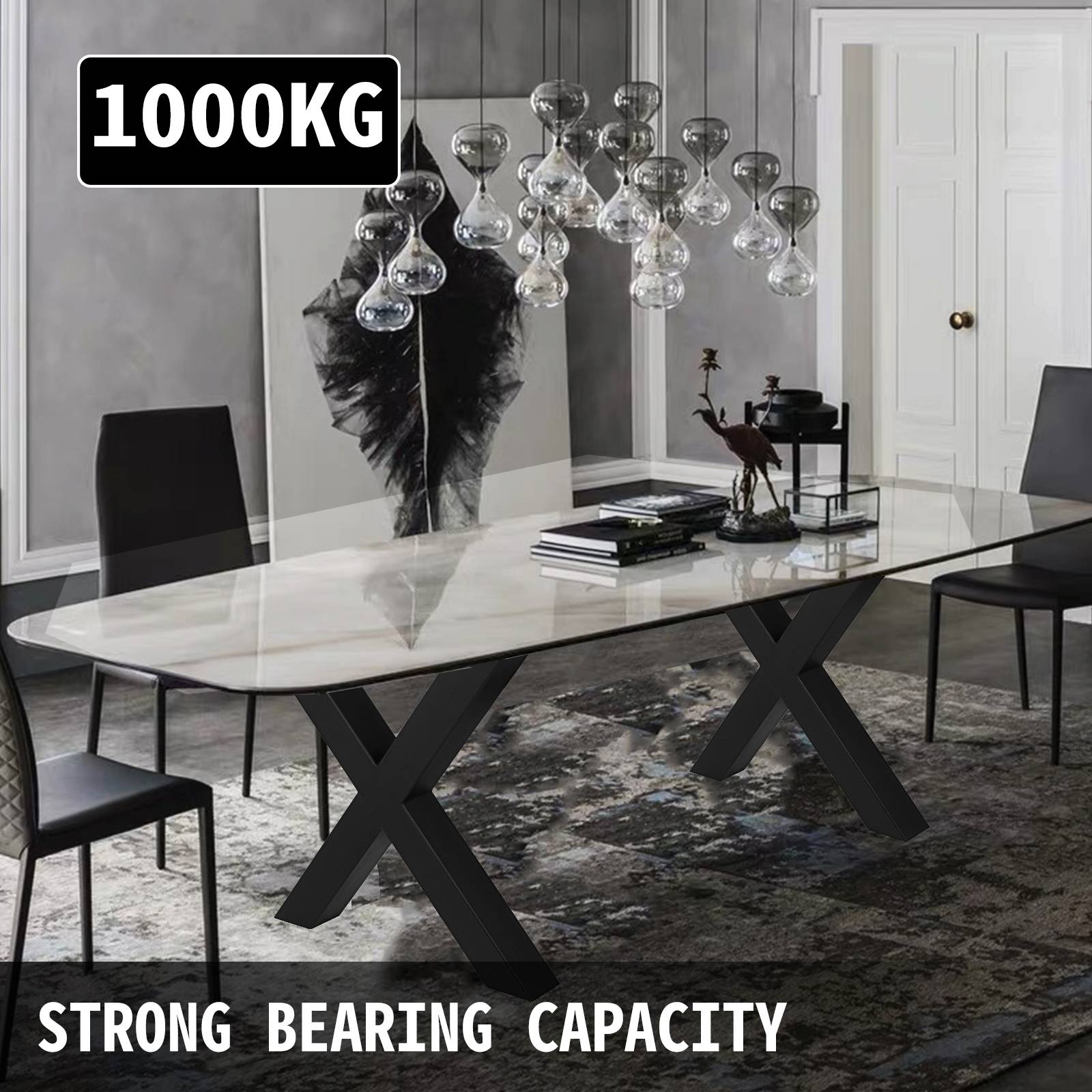 Vevor - Pieds de table métal (2pcs) forme X, charge max 1000kg, 720x760mm, pour salle à manger, café, bar. VEVOR - Image 3
