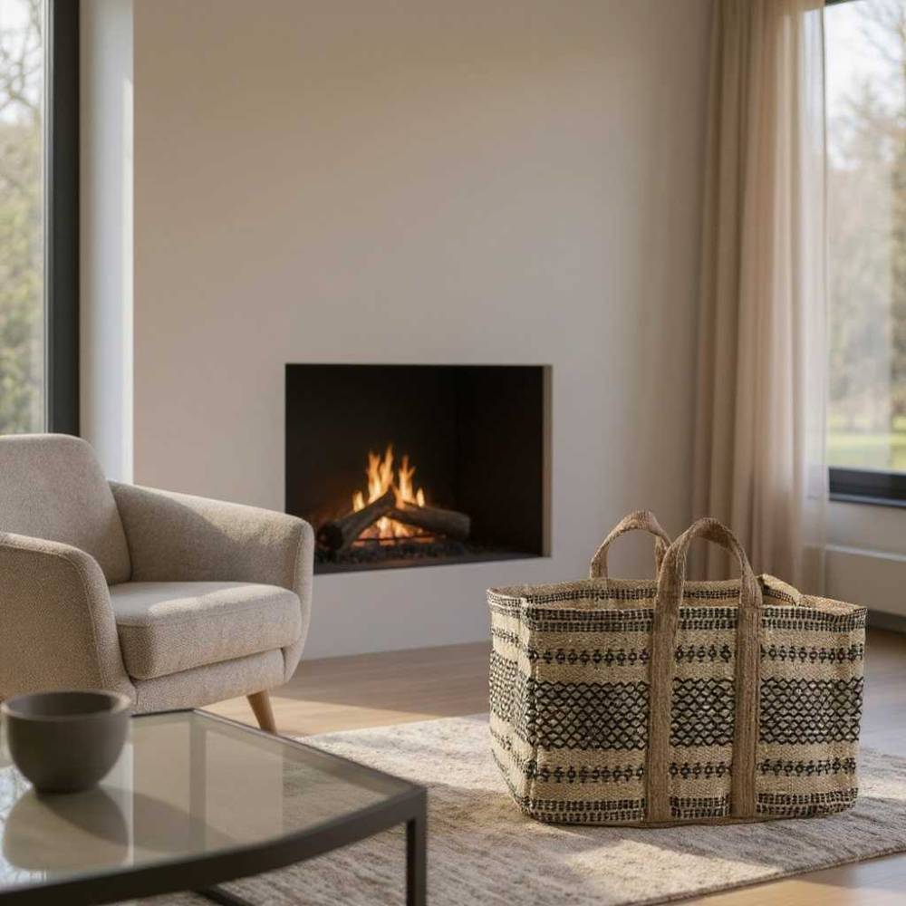 Aubry Gaspard - Sac à bûches en toile de jute épaisse Pampa - Image 2