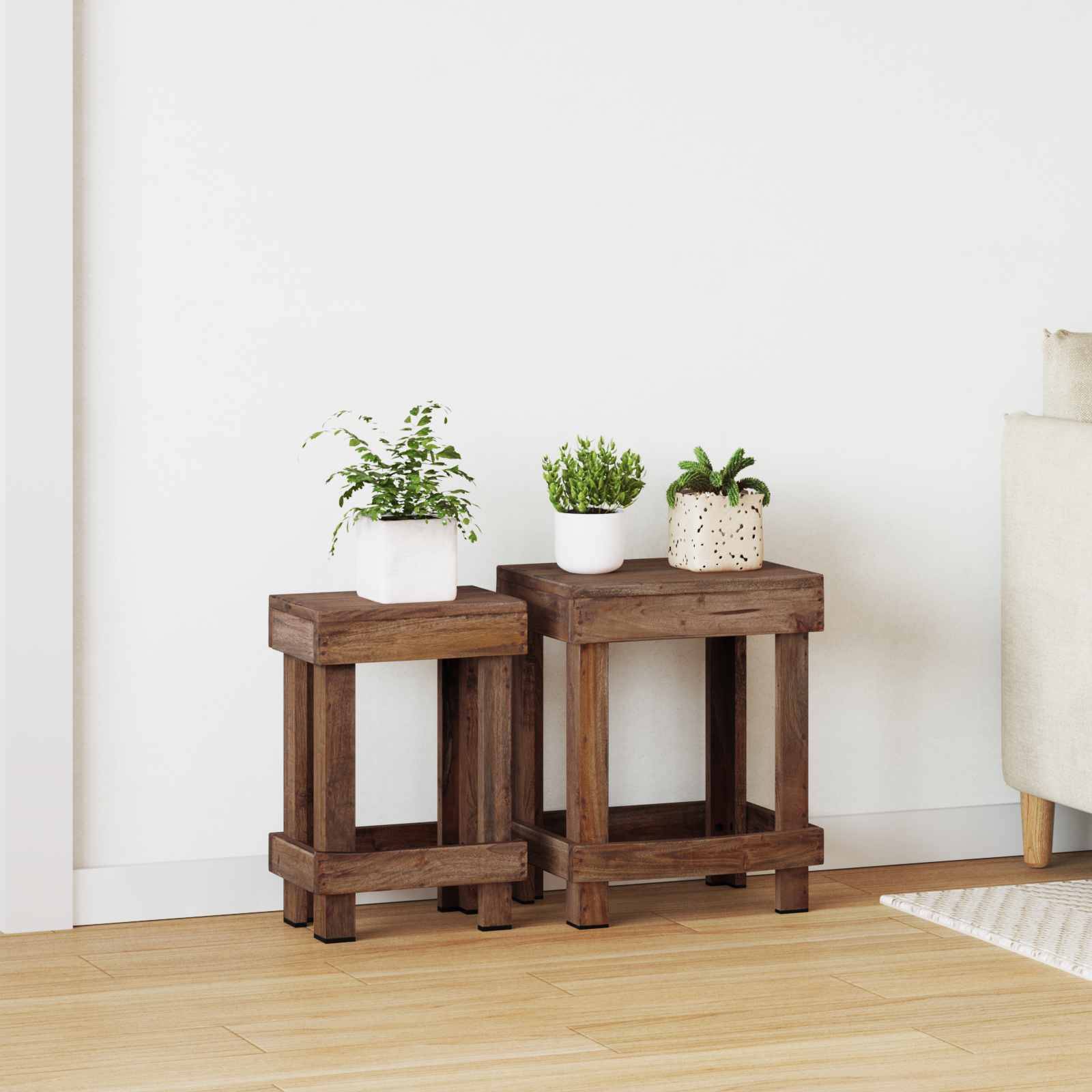 Support de plante bois d'acajou marron 70 x 11 x 27 cm - PANGIVO - Image 1