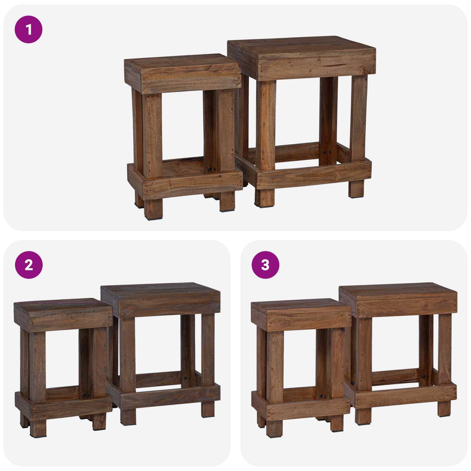 Support de plante bois d'acajou marron 70 x 11 x 27 cm - PANGIVO - Image 4