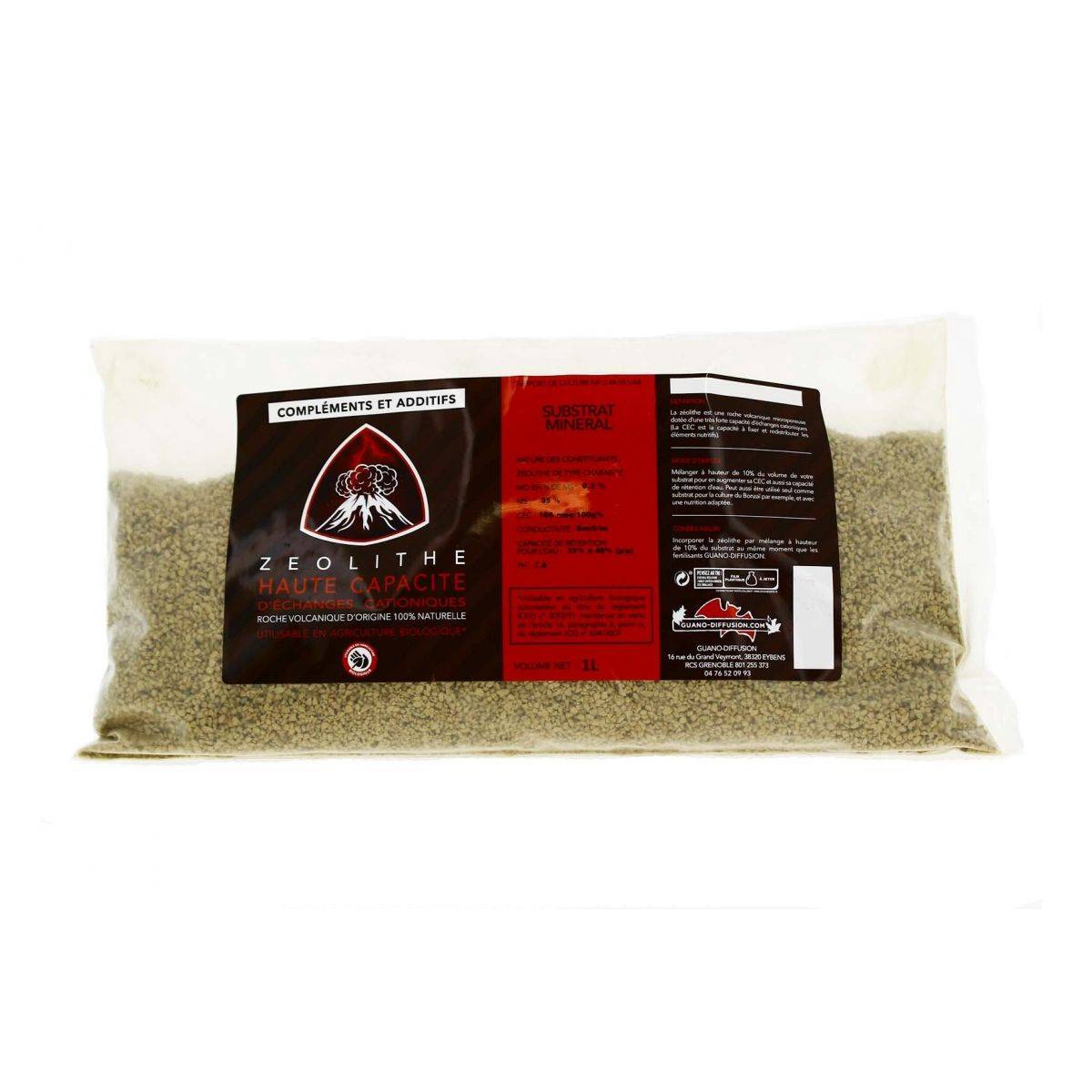 Zéolithe - Substrat d'origine volcanique - Guano Diffusion - 1L