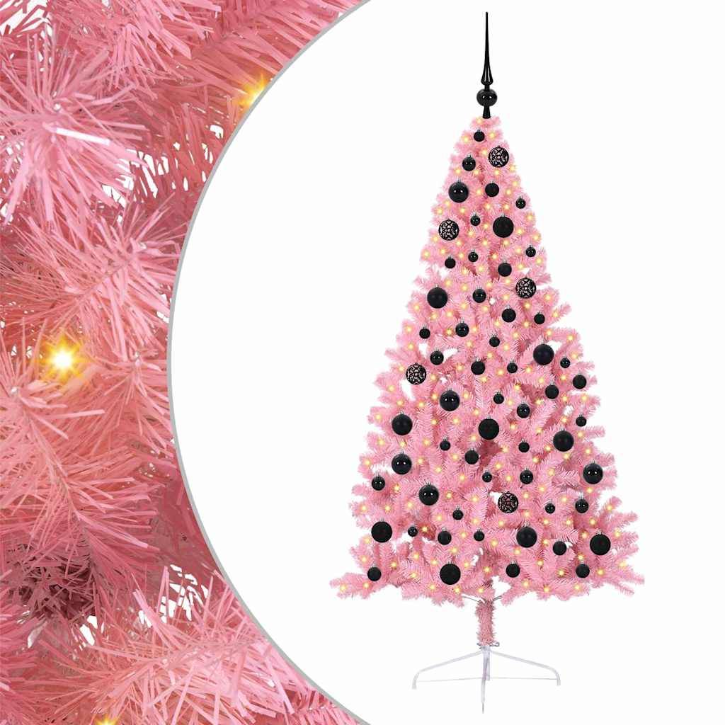 Vidaxl - Sapin de Noël artificiel pré-éclairé Rose 180 cm PVC vidaXL 3397077 - Image 2