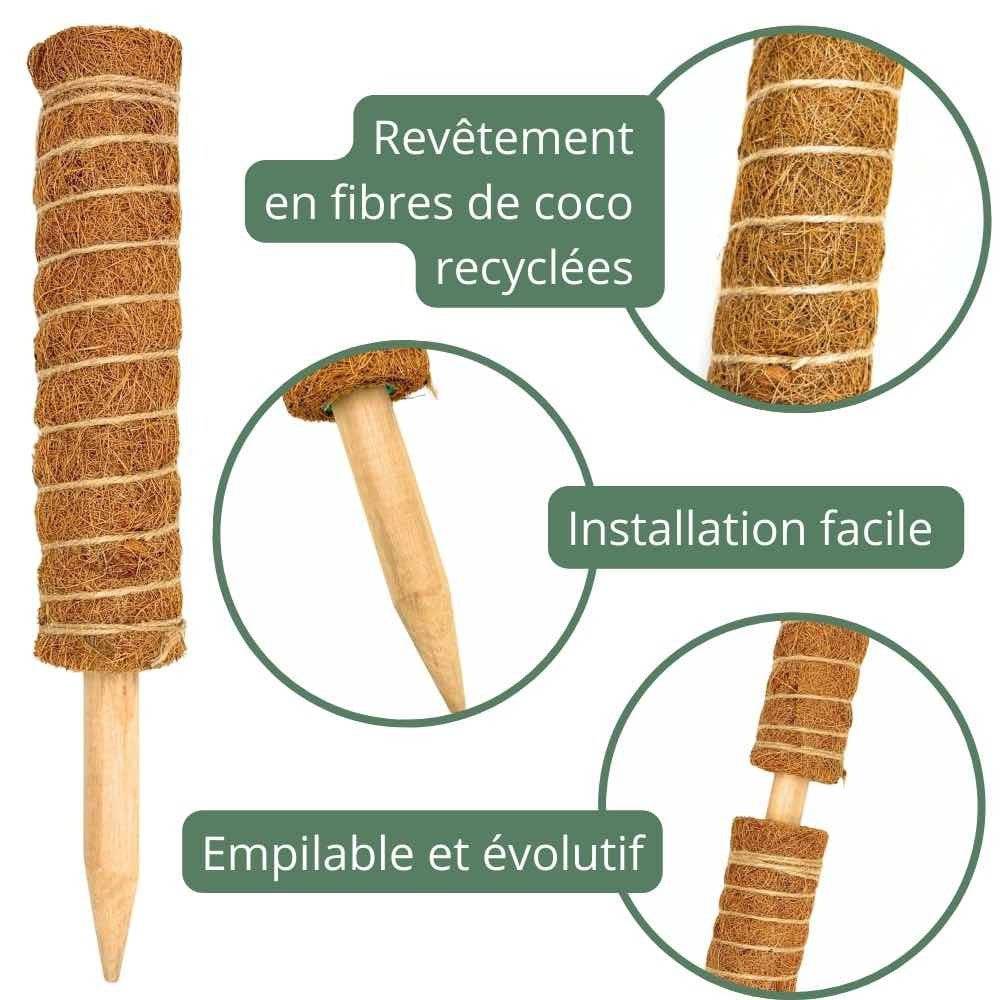 Lot X2 Tuteurs empilables pour plantes en fibres de coco + 1m ruban velcro Offert - Support pour plantes grimpantes - Image 5