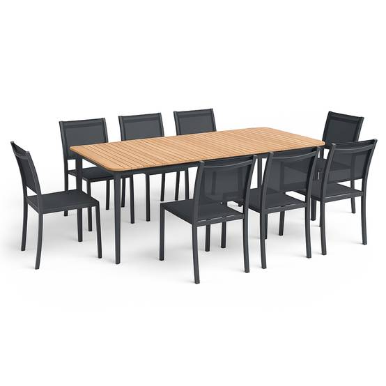 Oviala - Table de terrasse en aluminium/teck et 8 chaises Tempa - Oviala - Image 1