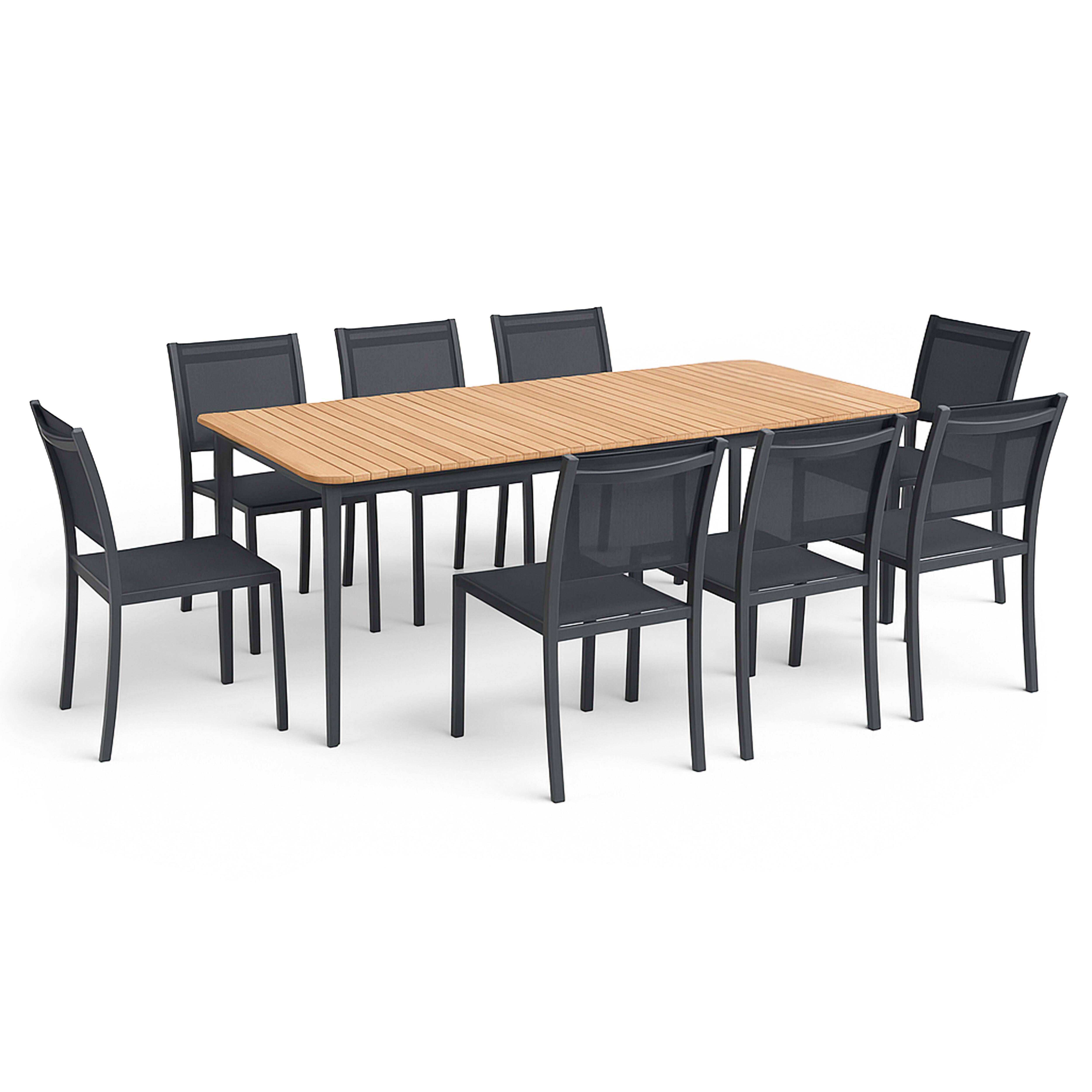 Oviala - Table de terrasse en aluminium/teck et 8 chaises Tempa - Oviala - Image 1