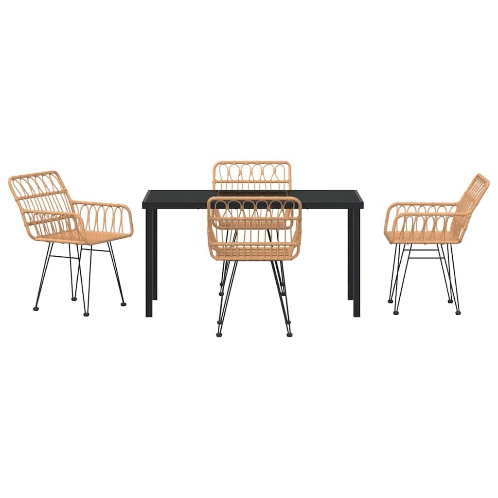 ComfortXL - Set de Table et Chaises de Jardin 5 Pièces Polyrotin pour Repas en Extérieur Marron – ComfortXL Outdoor Living - Image 7