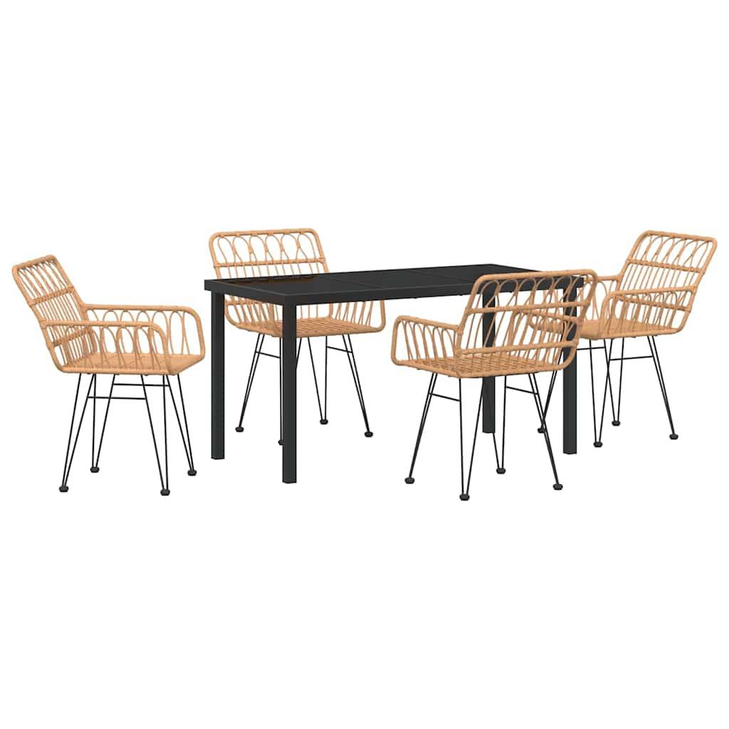 ComfortXL - Set de Table et Chaises de Jardin 5 Pièces Polyrotin pour Repas en Extérieur Marron – ComfortXL Outdoor Living - Image 2