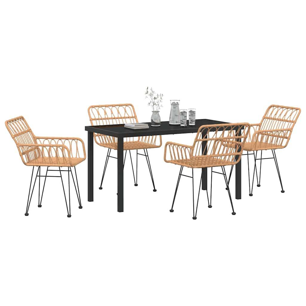ComfortXL - Set de Table et Chaises de Jardin 5 Pièces Polyrotin pour Repas en Extérieur Marron – ComfortXL Outdoor Living - Image 3
