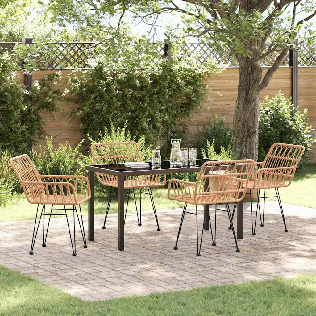 ComfortXL - Set de Table et Chaises de Jardin 5 Pièces Polyrotin pour Repas en Extérieur Marron – ComfortXL Outdoor Living - Image 1
