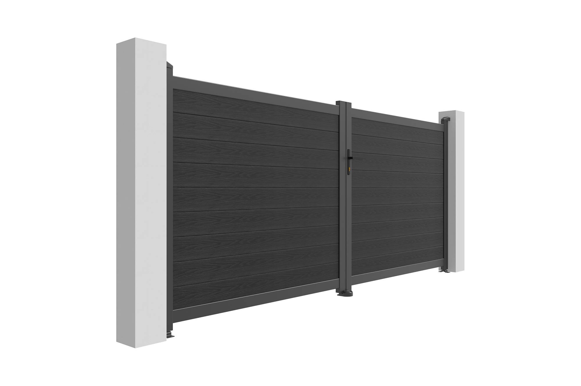 Casanoov Portail bois composite battant 3,5m ATHOS H.160cm gris anthracite avec cadre aluminium+ motorisation BUNKER B500 - Image 6