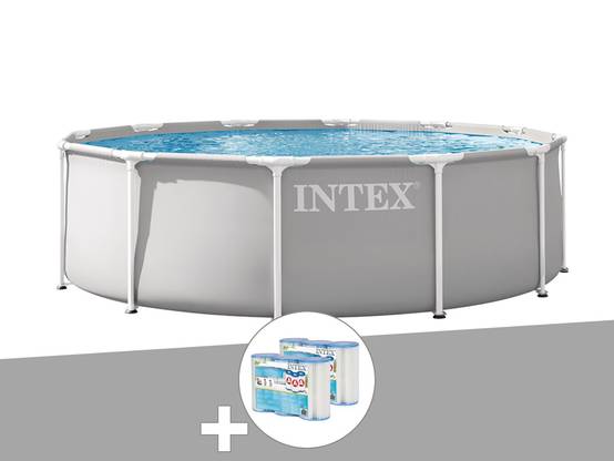Kit piscine tubulaire Intex Prism Frame ronde 3,66 x 0,99 m + 6 cartouches de filtration