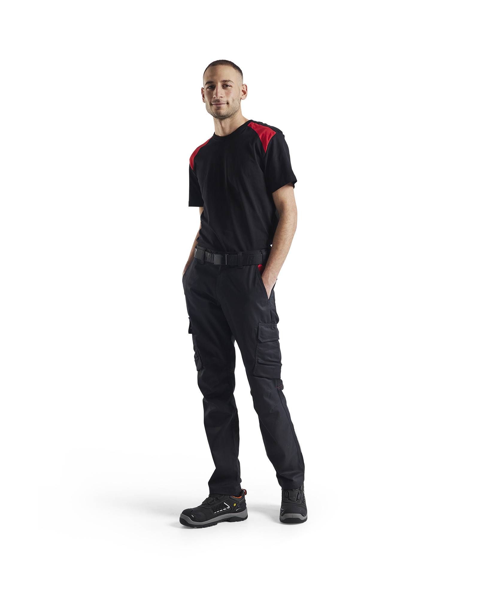 Pantalon industrie stretch 2D Noir/Rouge | 144418329956 - Blaklader
