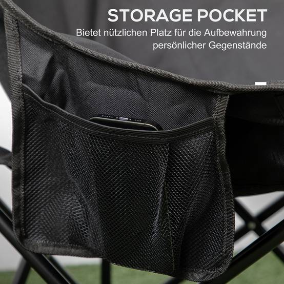 Fauteuil Camping Pliable Acier Oxford Jardin Plage Avec Poche et Sac Noir - ComfortXL Outdoor Living - Image 5