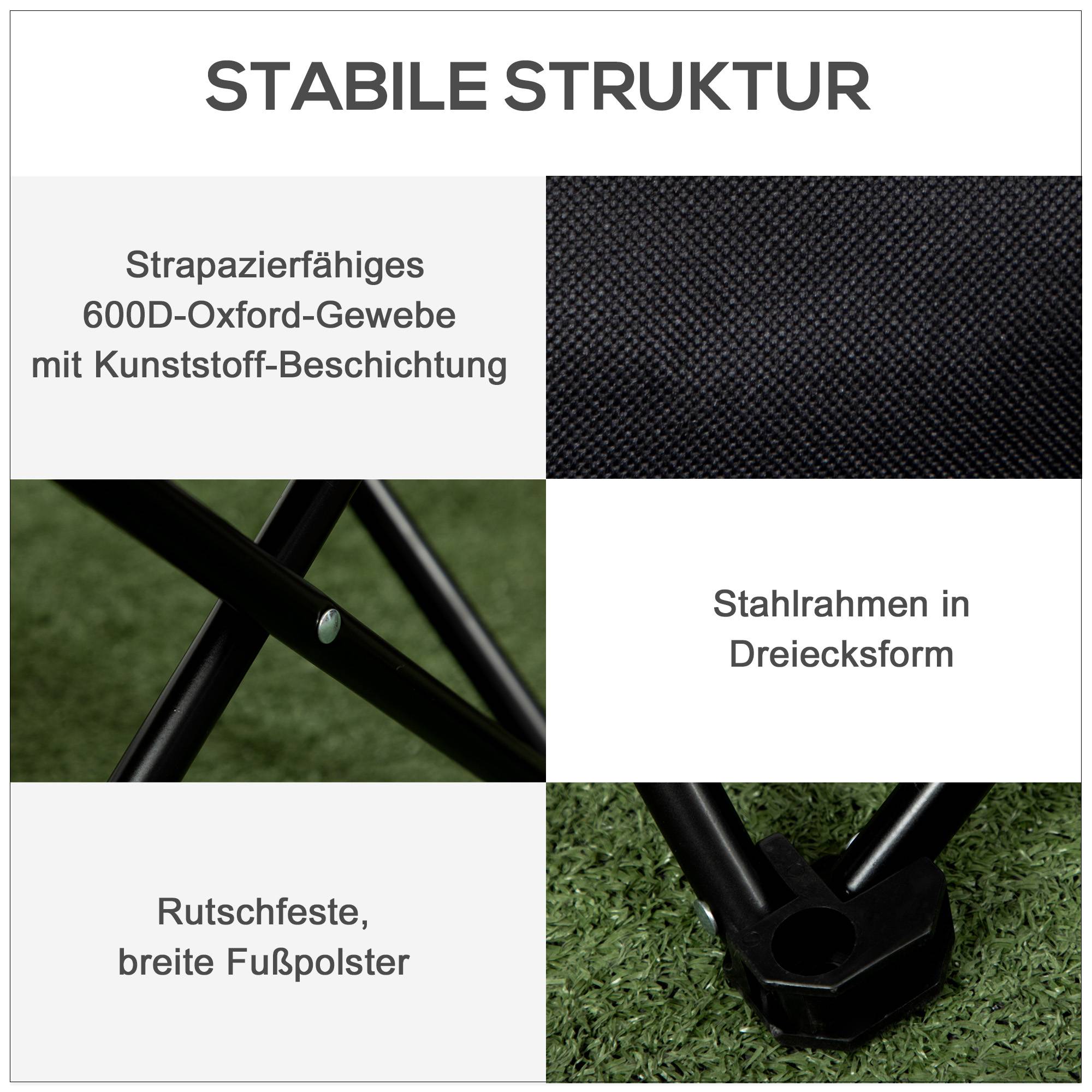 Fauteuil Camping Pliable Acier Oxford Jardin Plage Avec Poche et Sac Noir - ComfortXL Outdoor Living - Image 6