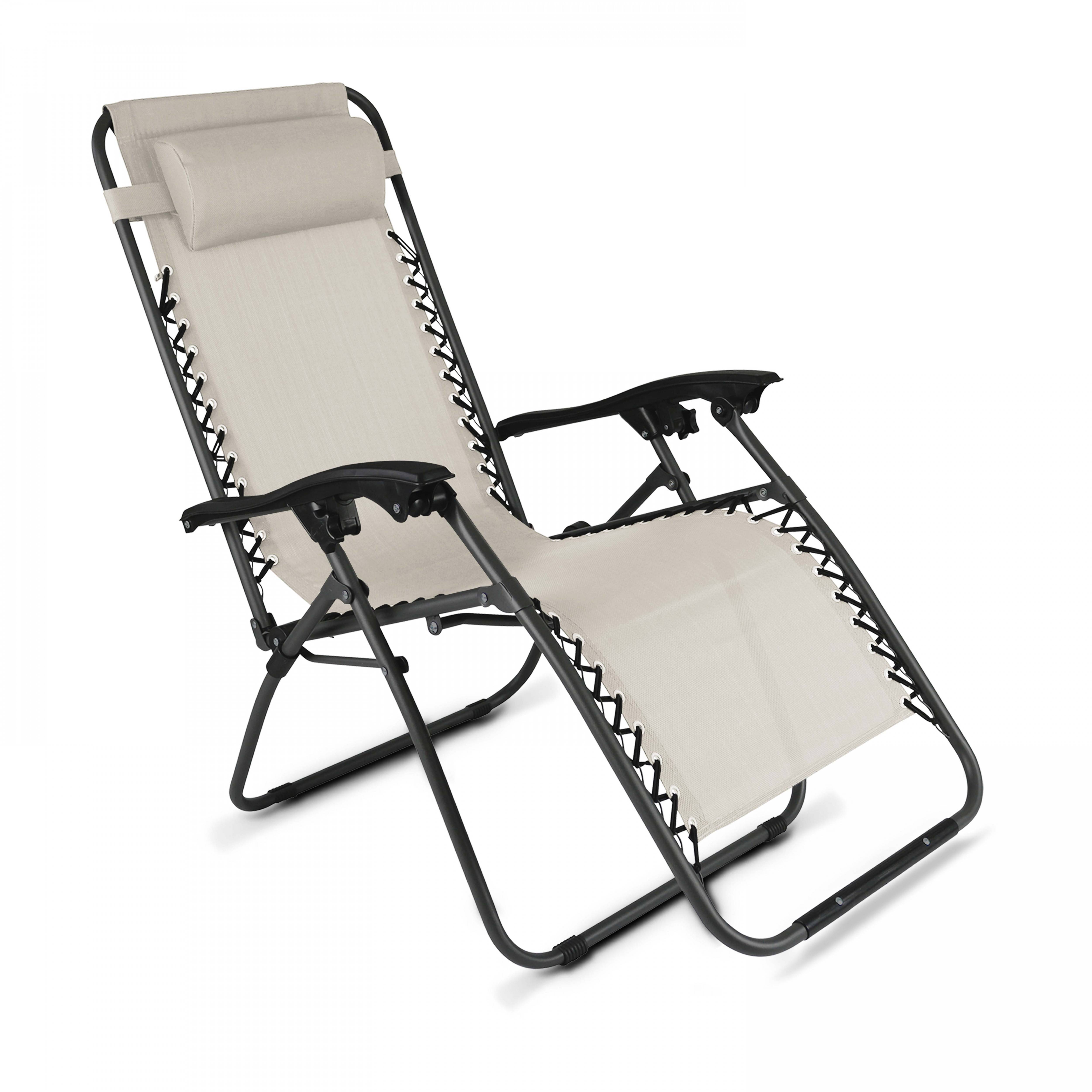 Oviala - Lot de 2 fauteuils lounge inclinable en acier taupe Monaco - Oviala - Image 3