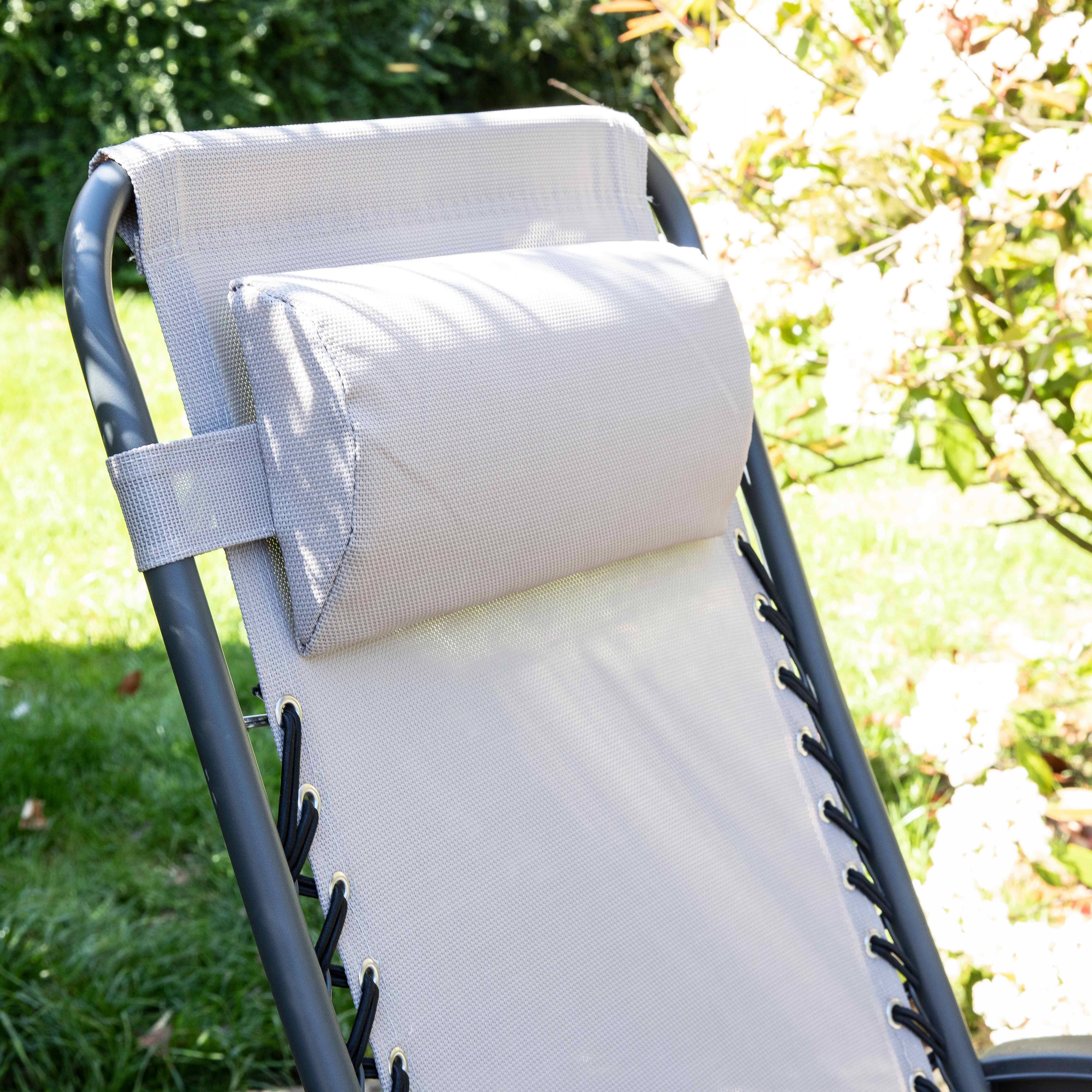Oviala - Lot de 2 fauteuils lounge inclinable en acier taupe Monaco - Oviala - Image 4