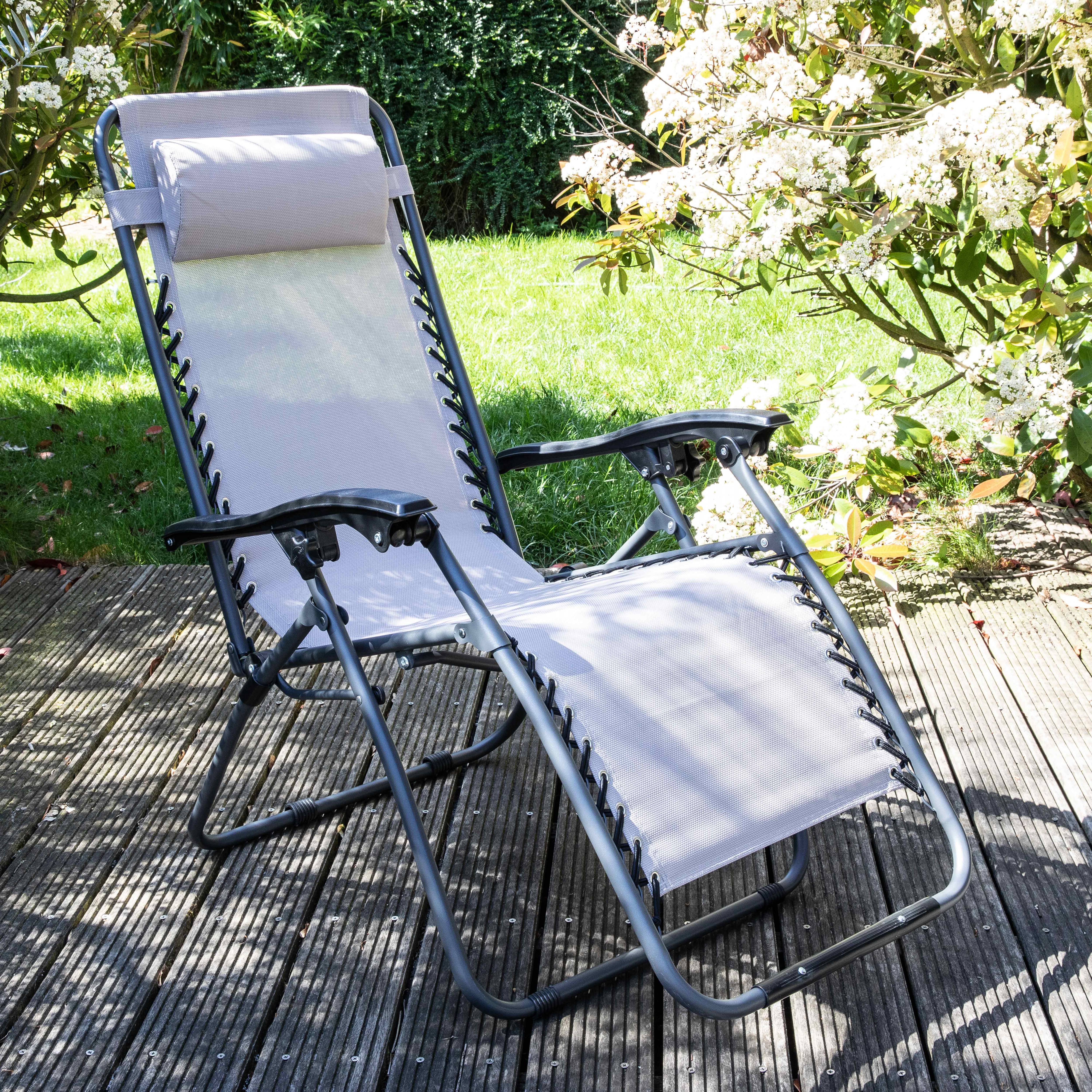 Oviala - Lot de 2 fauteuils lounge inclinable en acier taupe Monaco - Oviala - Image 5