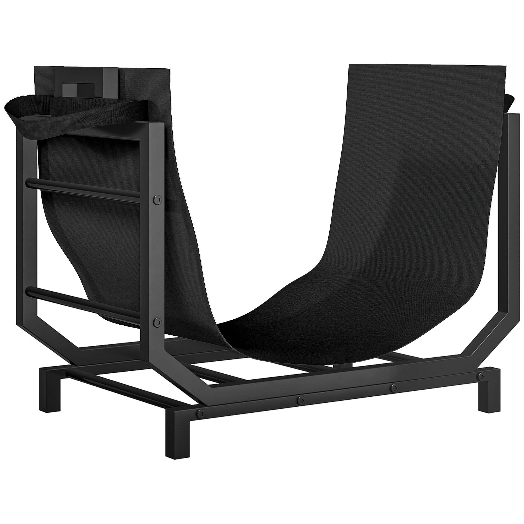 ComfortXL - Range-bûches en métal noir 53 x 33 x 43 cm avec sac Oxford amovible pour cheminée et transport du bois - Image 10
