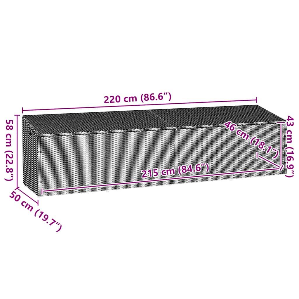 ComfortXL - Boîte de Rangement XXL Résine Tressée Imperméable pour Coussins et Outils Gris Clair 220x50x58 cm – ComfortXL Outdoor Living - Image 10