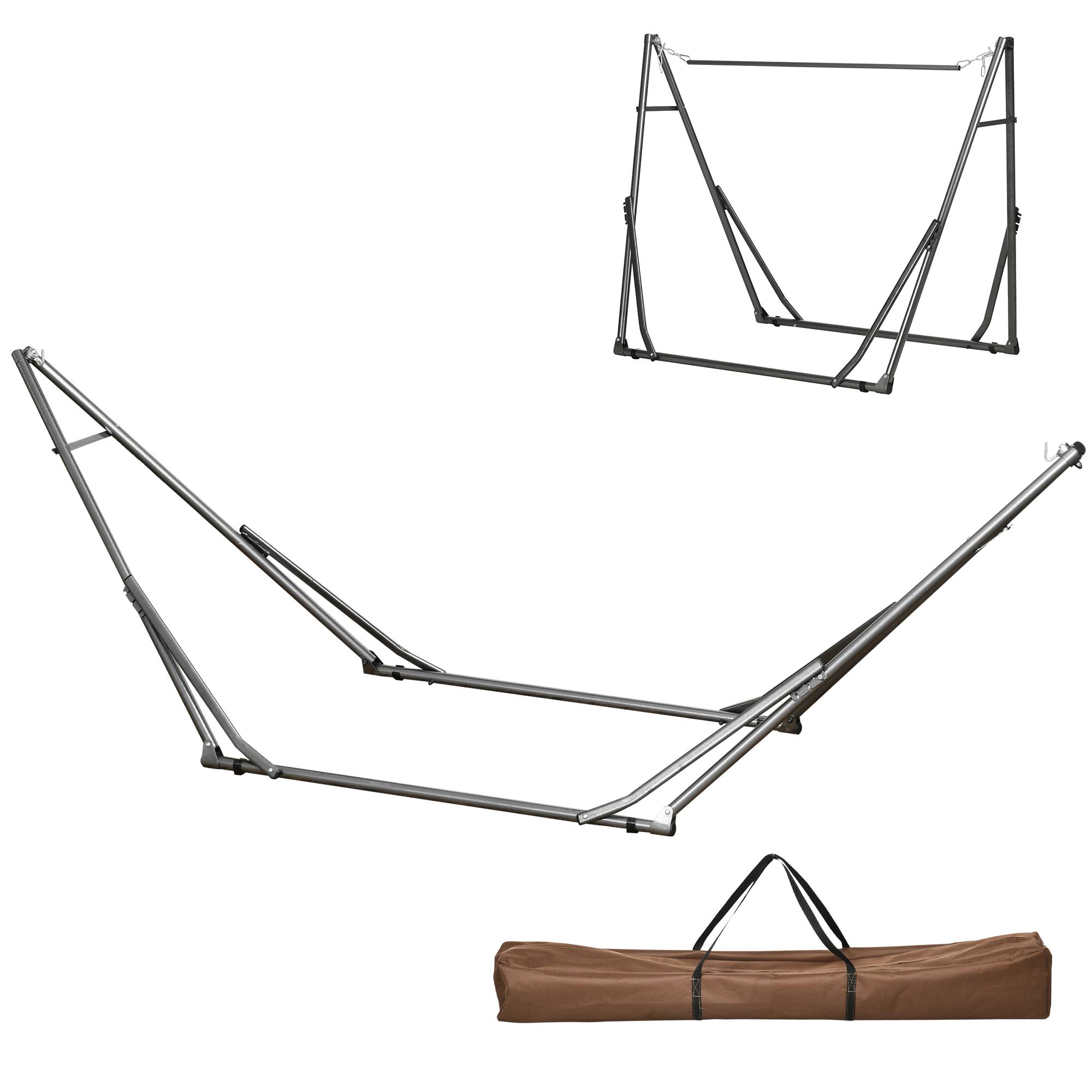 Support hamac 2 en 1 extérieur avec fonction étendoir, structure robuste et résistante 290x92x88 cm noir - Image 1