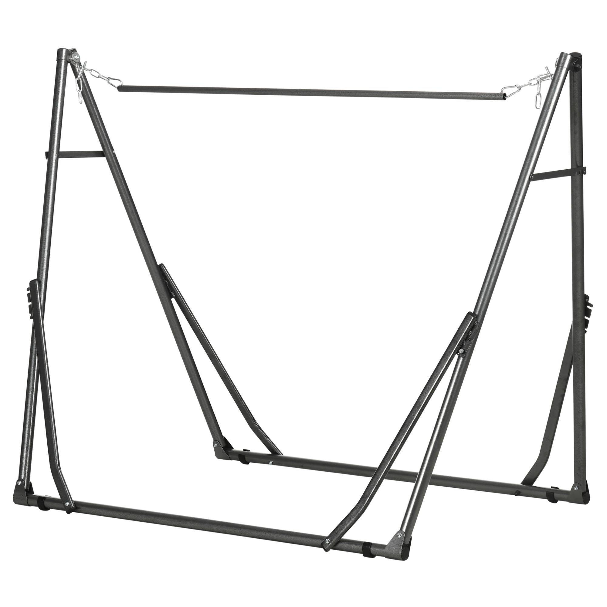 Support hamac 2 en 1 extérieur avec fonction étendoir, structure robuste et résistante 290x92x88 cm noir - Image 2