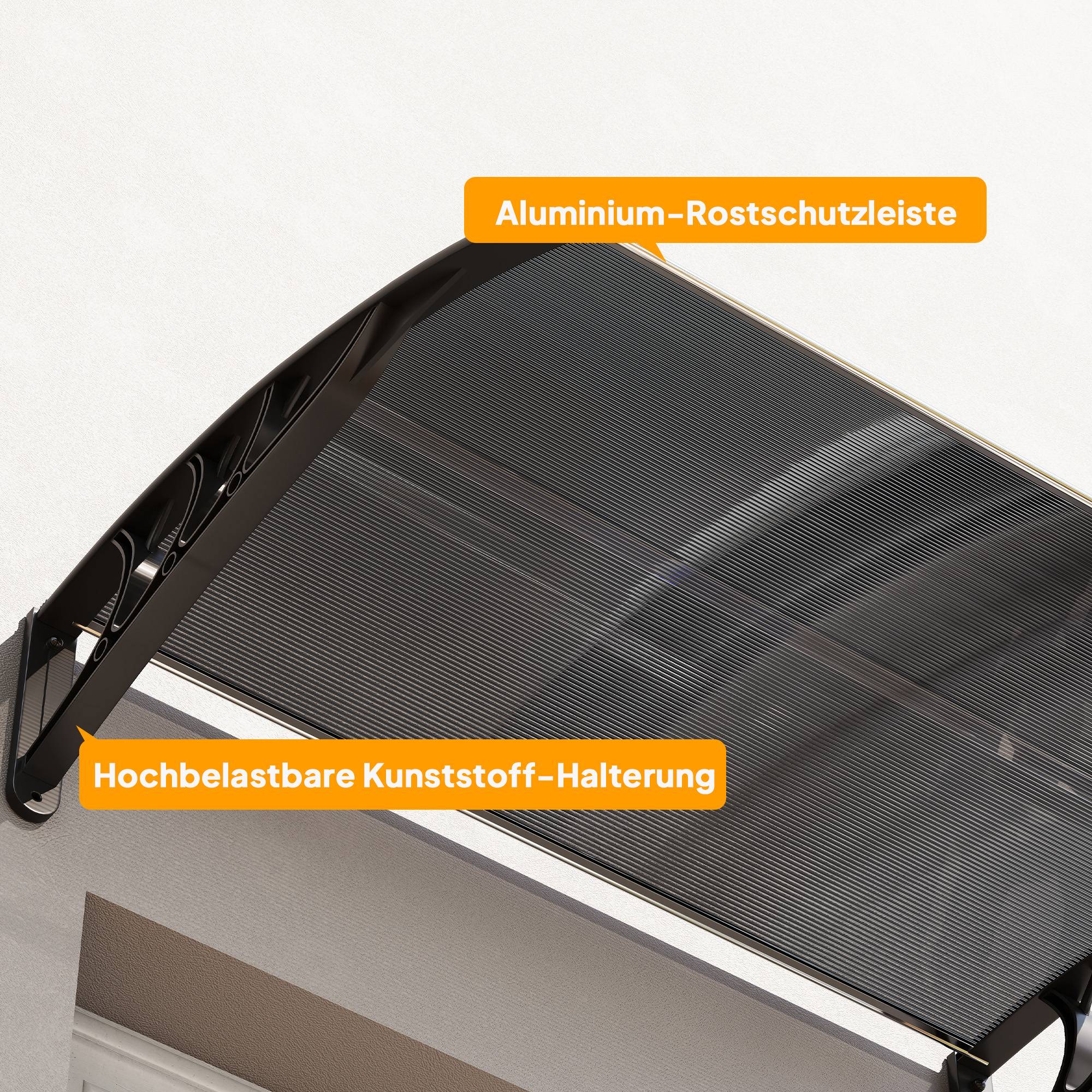 Auvent de porte polycarbonate pour fenêtre et entrée protection UV 100x75cm Noir - ComfortXL Outdoor Living - Image 10