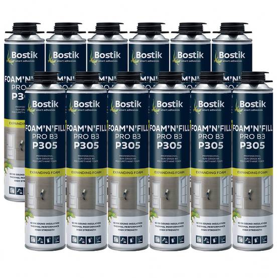 Bostik - Lot de 12 Mousses expansives PU pistolable P305 Foam'n'Fill Pro B3 750ml BOSTIK - Image 1