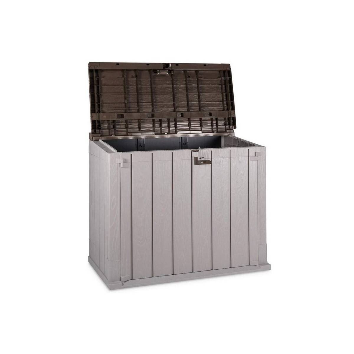 Coffre de jardin en résine 842 Litres Gris Taupe 129,5 x 74,5 x 111 TOOMAX - Image 2