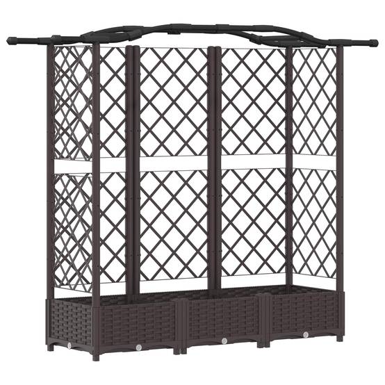 Lit Potager Surélevé Treillis PP Jardin Support Plantes Toit Courbé 163x40x123cm Marron - ComfortXL Outdoor Living - Image 2